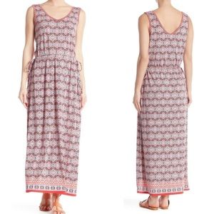 New Max Studio Geometric Side Tie Tank Maxi Dress